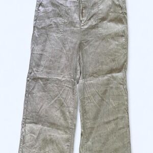 NYDJ Linen Blend Wide Leg pants Pinstriped Women's size 10 Beach Boho bottoms
